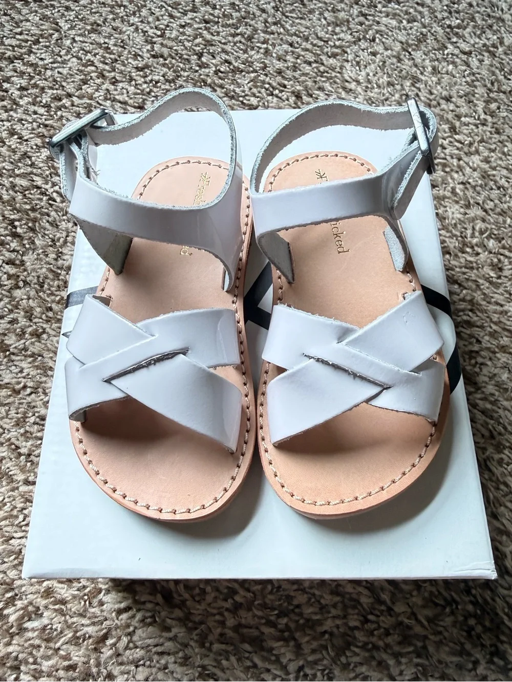 Freshly Picked White Leather Crisscross Kids Sandals